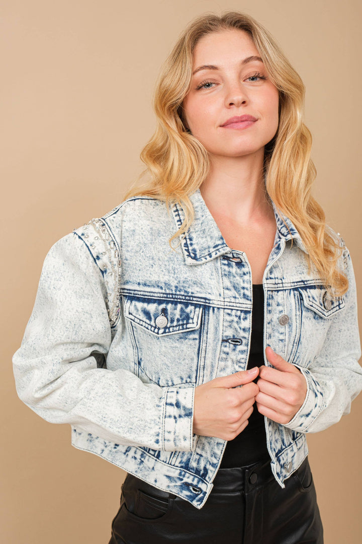 Denim jacket met acid wash