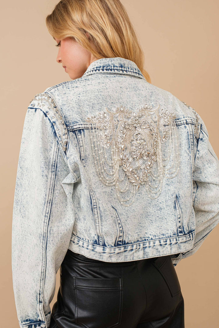 Denim jacket met acid wash