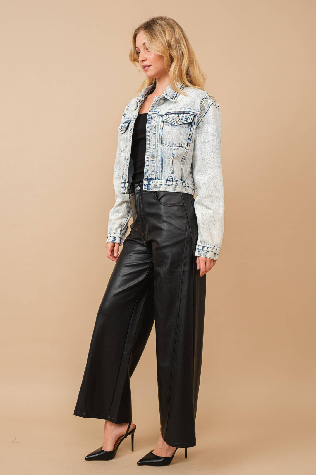 Denim jacket met acid wash