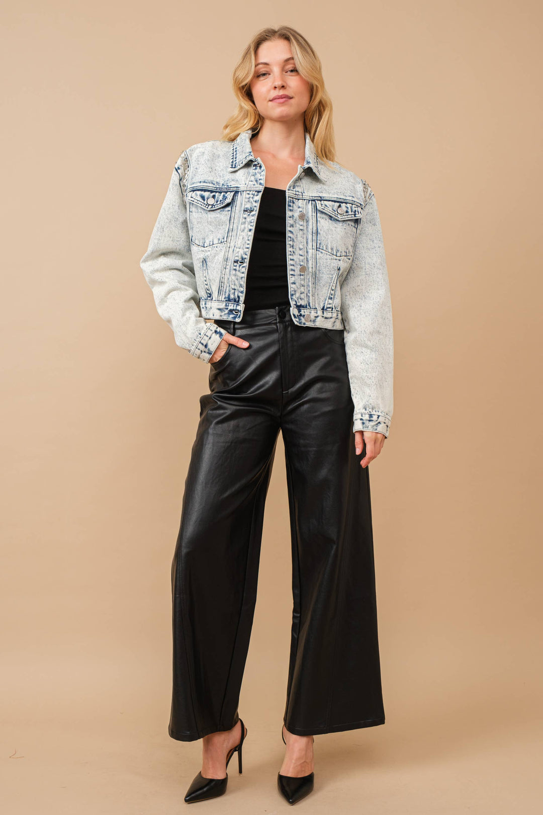 Denim jacket met acid wash