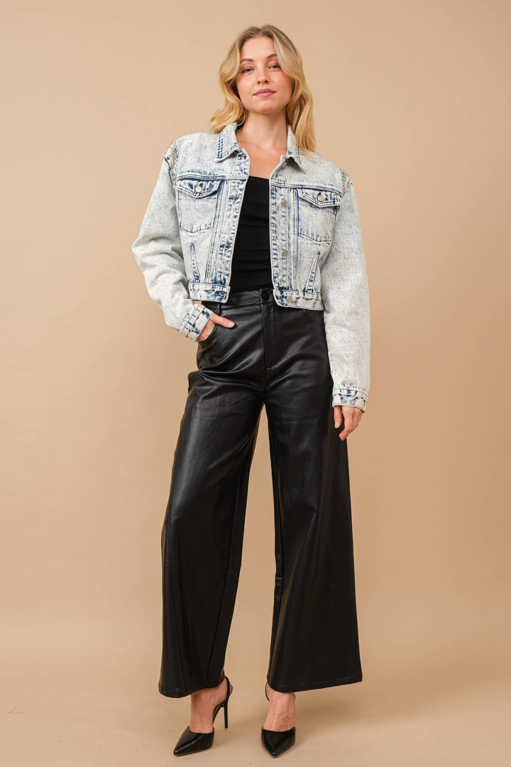 Denim jacket met acid wash