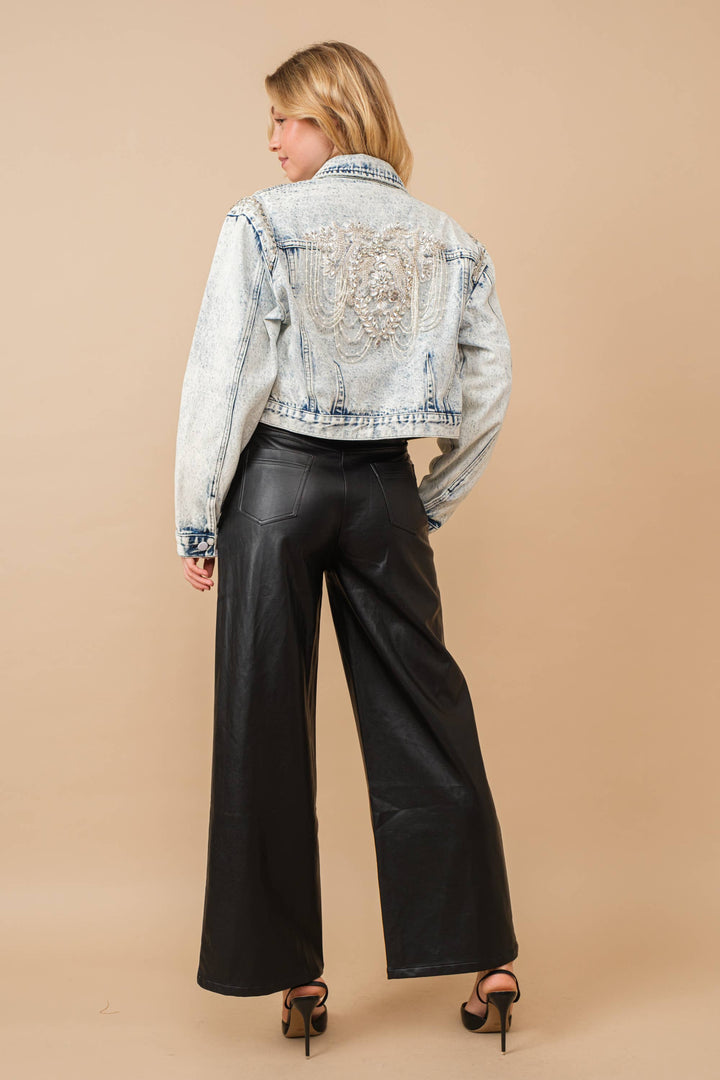 Denim jacket met acid wash