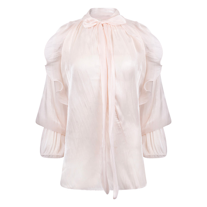 Draperade Blouse met Strikkraag
