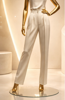 Wit/Beige Elegante Broek – Rechte Pijpen