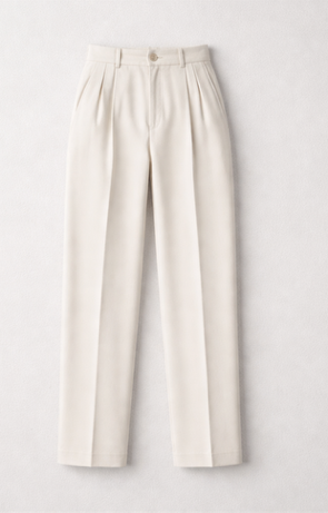 Wit/Beige Elegante Broek – Rechte Pijpen