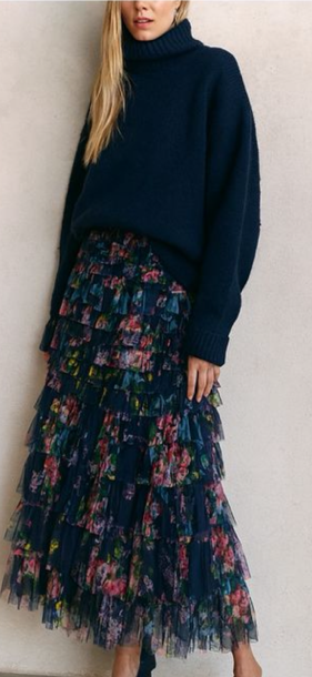 Elegant Lätt Midjas Blommig Kjol