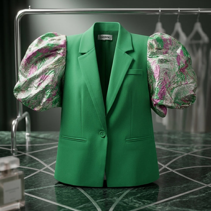 Geweven polyesterpak voor dames – elegante set met kleurcontrast