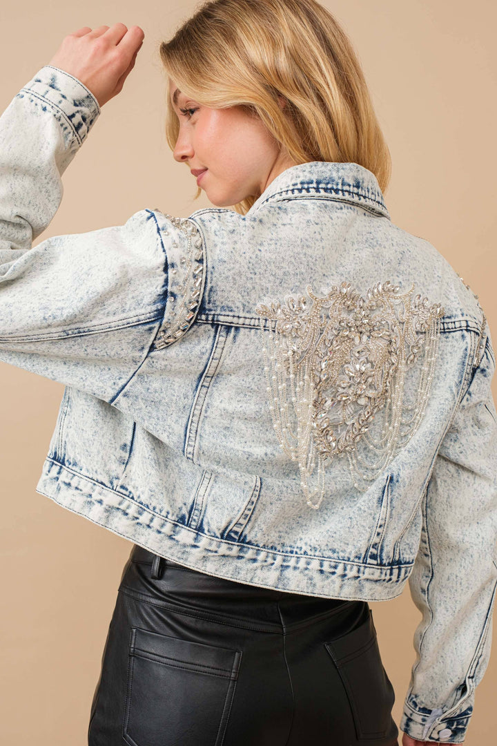 Denim jacket met acid wash
