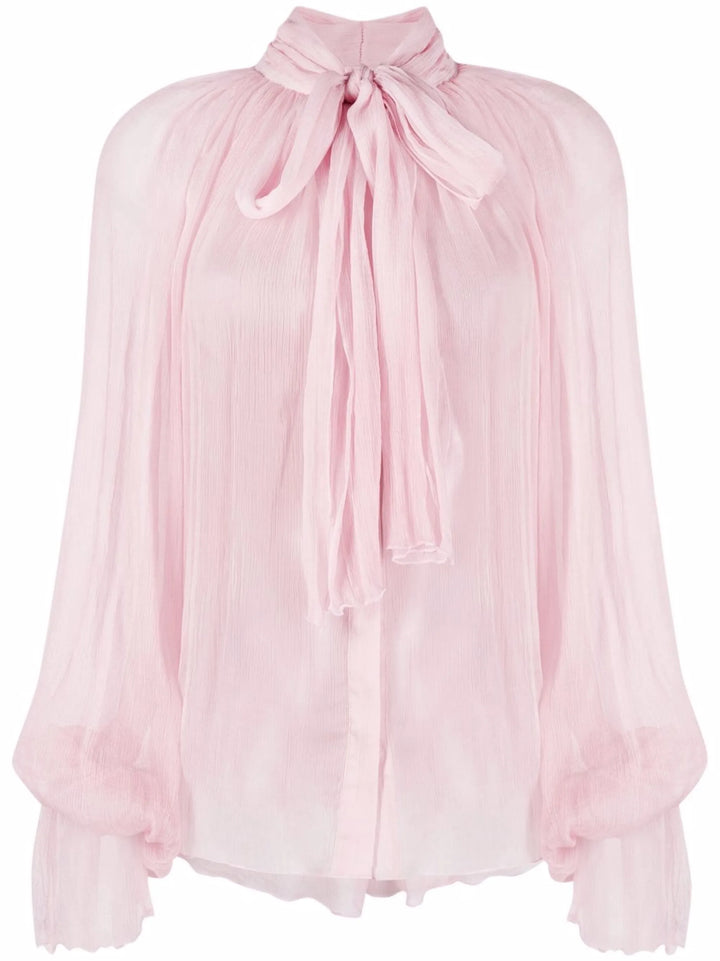 Draperade Blouse met Strikkraag