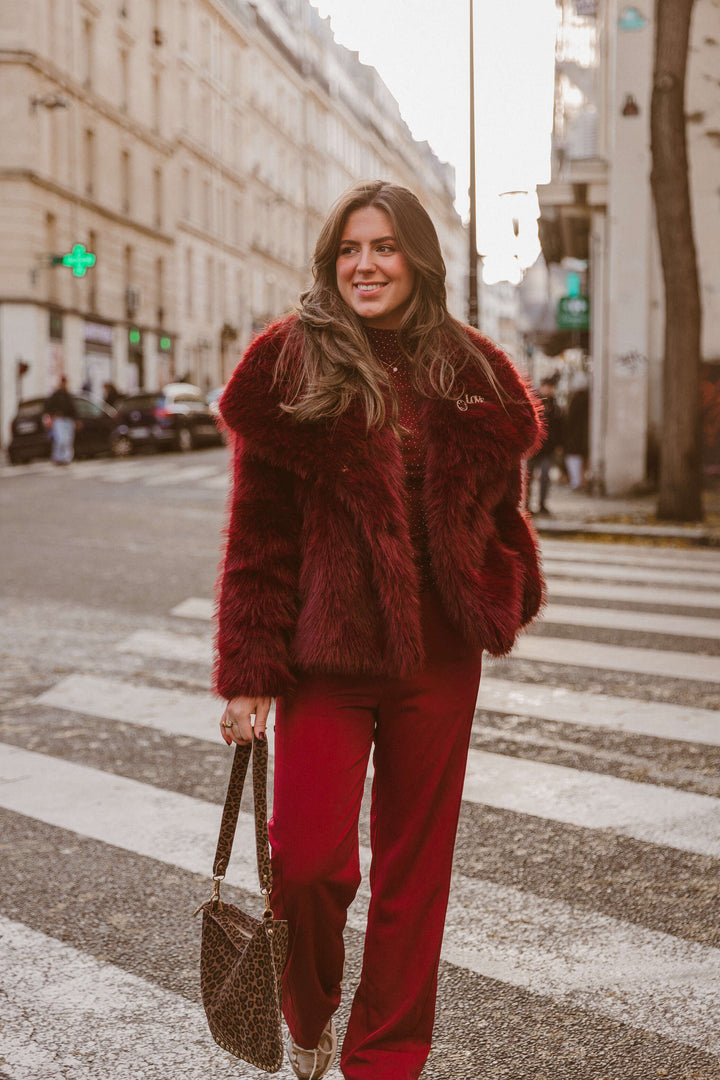 Luxe jas van imitatiebont | Warme winterjas | Bruin, zwart, beige