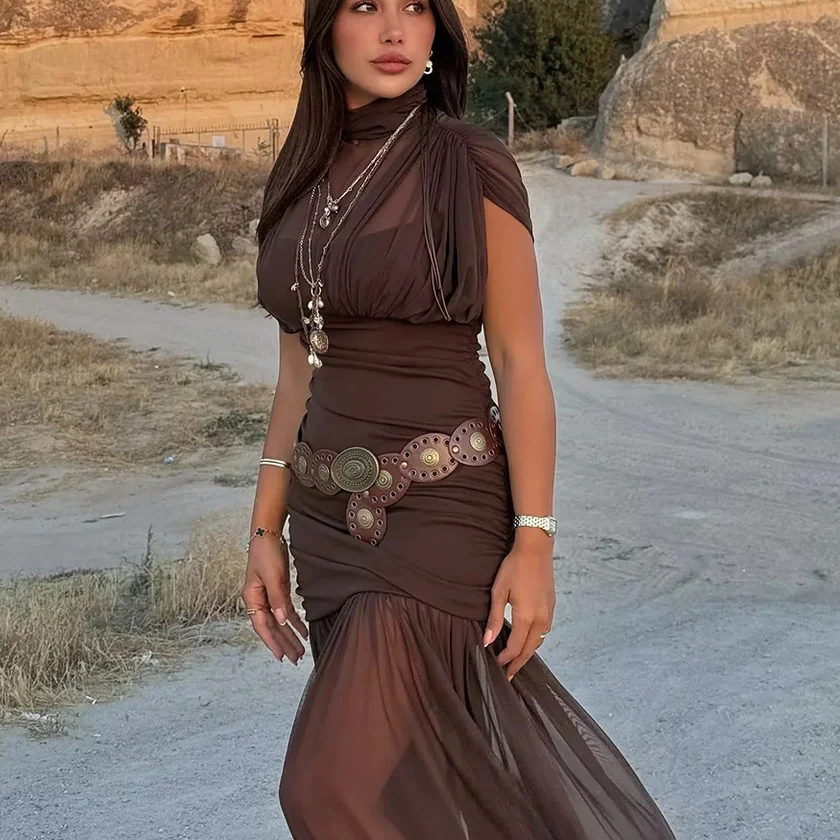 Sexy Mesh Maxi Jurk – Bodycon &amp; Elegante Club Look