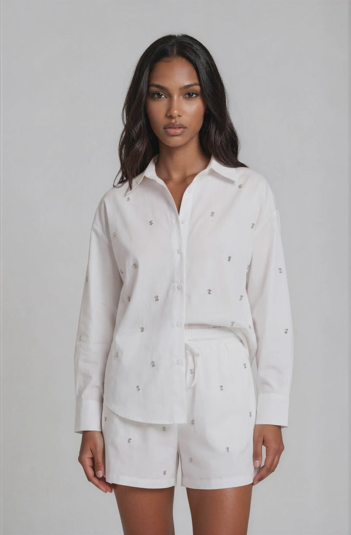Luxe witte set met subtiele glitterdetails