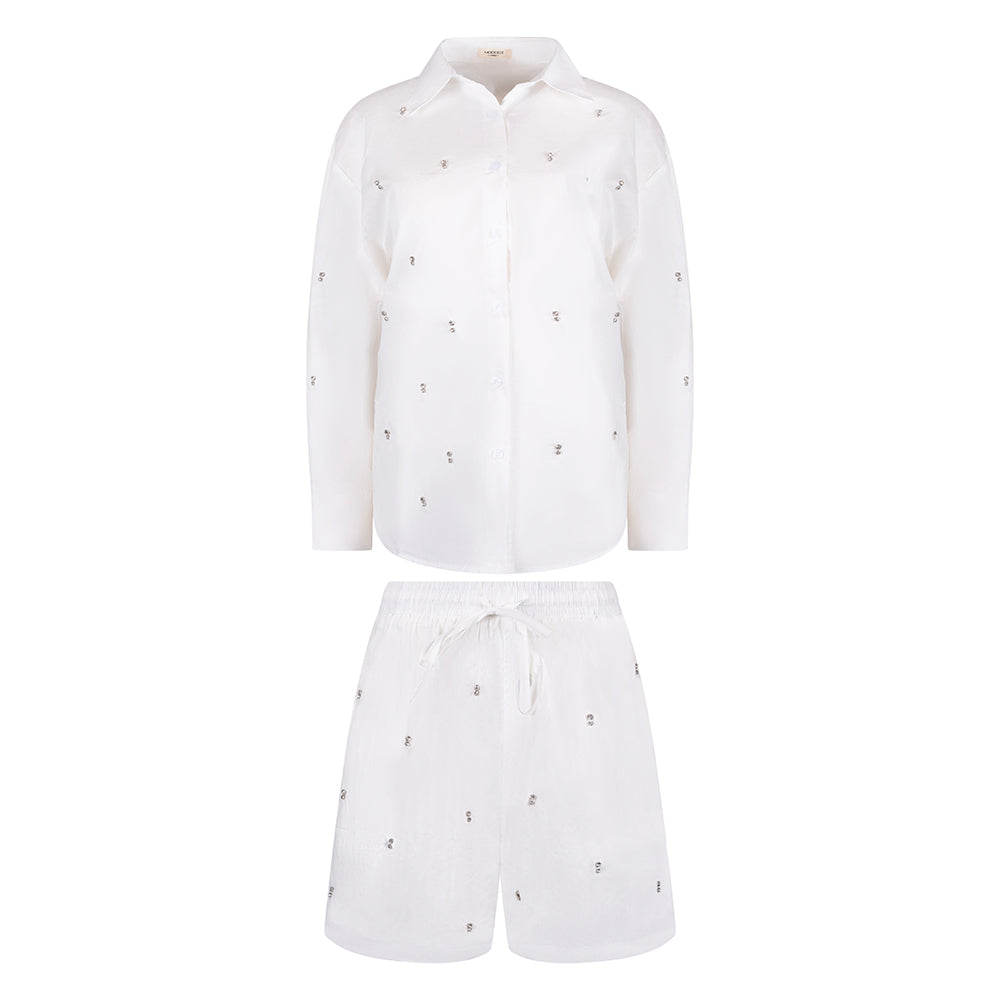 Luxe witte set met subtiele glitterdetails