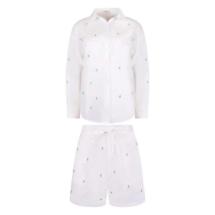 Luxe witte set met subtiele glitterdetails